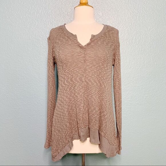Anthropologie Left of Center Thermal Layered Swing Top - Picture 1 of 7